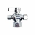 Thrifco Plumbing 1/2 Inch FIP x 3/8 Inch Comp x 1/4 Inch Comp Quarter Turn Brass Angle Stop Valve 4406478